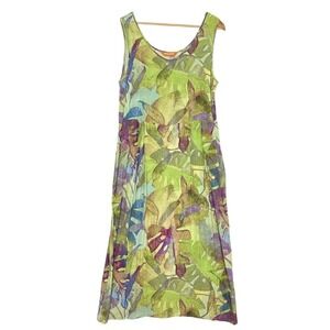 Jams World Secret Falls Maxi Dress 2X Tropical Leaf Print Sleeveless XXL